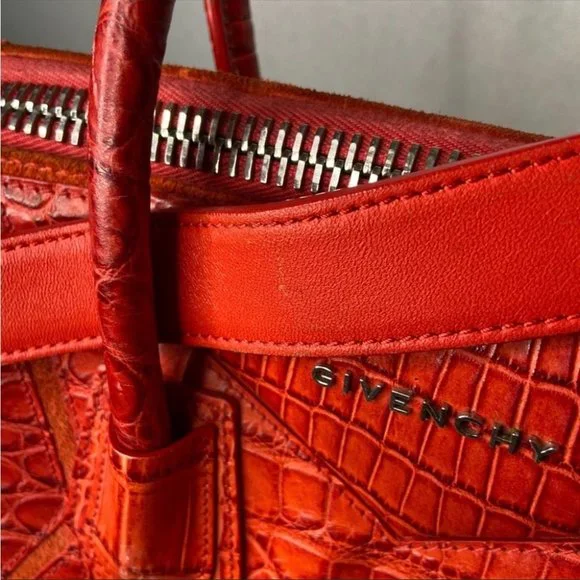 Givenchy Antigona Red Crocodile Embossed Leather Bag Medium - Picture 11 of 16